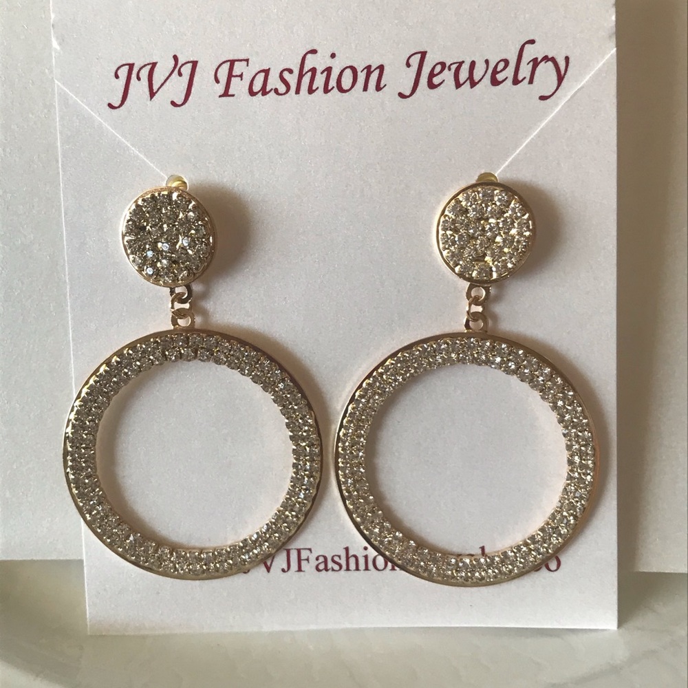 gold plated rhinestone earrings